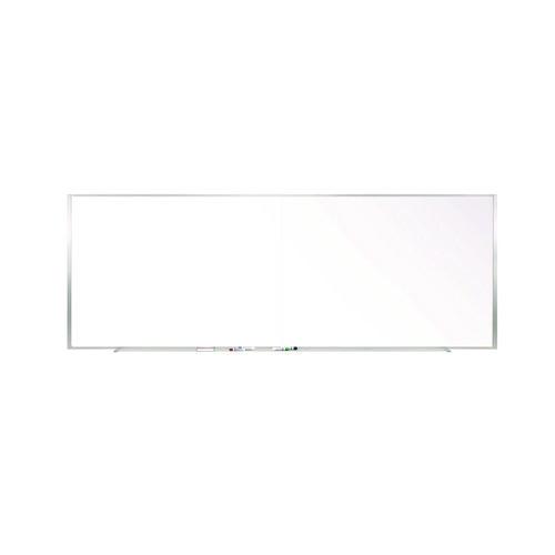 Picture of Two-Piece M1 Porcelain Magnetic Whiteboard, 176" x 48.5", White Surface, Satin Aluminum Frame