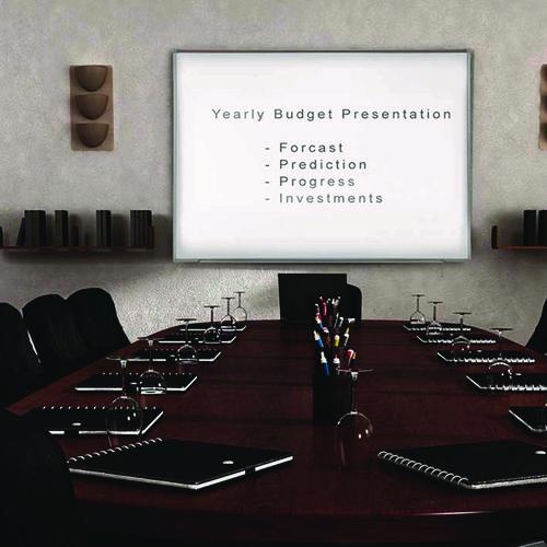 Picture of Proma Projection Magnetic Porcelain Whiteboard, 87.91" x 48.5", White Surface, Satin Aluminum Frame