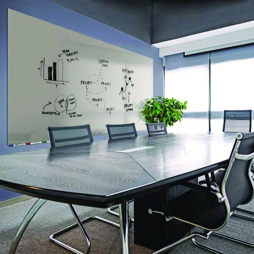 Picture of Aria Low-Profile Frameless Magnetic Glassboard, 48" x 36", Gray Surface