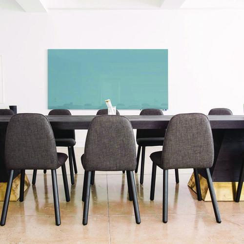 Picture of Aria Low-Profile Frameless Magnetic Glassboard, 72" x 48", Denim Blue Surface