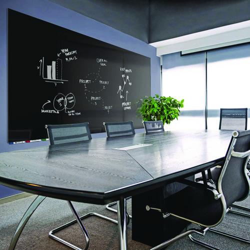 Picture of Aria Low-Profile Frameless Magnetic Glassboard, 120" x 48", Black Surface