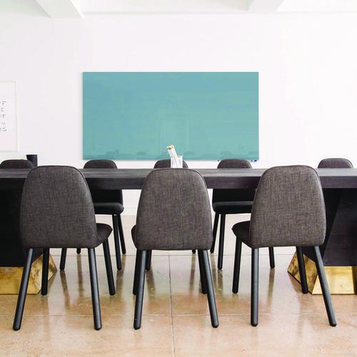 Picture of Aria Low-Profile Frameless Magnetic Glassboard, 120" x 48", Denim Blue Surface