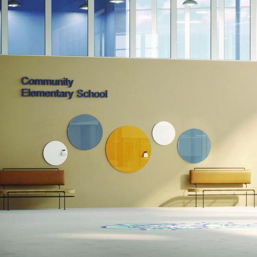 Picture of Coda Low Profile Circular Non-Magnetic Glassboard, 24 x 24, Denim Surface