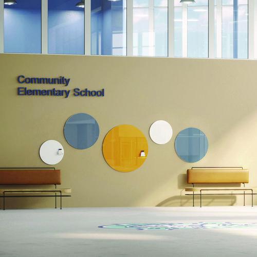 Picture of Coda Low Profile Circular Magnetic Glassboard, 48 x 48, Denim Surface