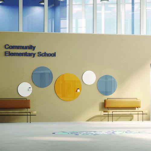 Picture of Coda Low Profile Circular Non-Magnetic Glassboard, 48 x 48, Denim Surface