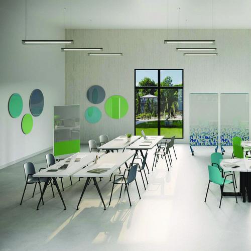 Picture of Coda Low Profile Circular Non-Magnetic Glassboard, 48 x 48, Denim Surface