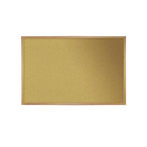 Picture of Natural Cork Bulletin Board with Wood Frame, 87.94" x 48.5", Tan Surface, Natural Oak Frame