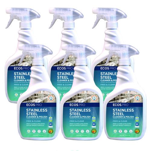 Picture of Stainless Steel Cleaner and Polish, Free and Clear Scent, 32 oz Spray Bottle, 6/Carton