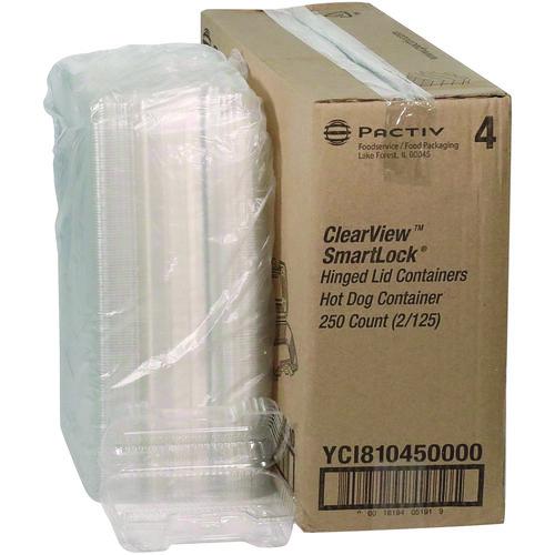 Picture of Hinged Lid Hot Dog Container, 6.5 x 2.25 x 2.75, Clear, Plastic, 250/Carton