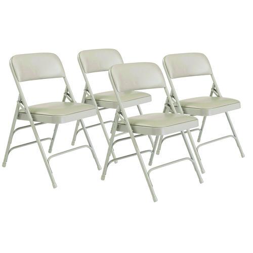 Picture of 1300 Series Premium Vinyl Upholstered Triple Brace Double Hinge Folding Chair, Supports 500 lb, Gray Seat/Back/Base, 4/Pack