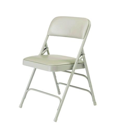 Picture of 1300 Series Premium Vinyl Upholstered Triple Brace Double Hinge Folding Chair, Supports 500 lb, Gray Seat/Back/Base, 4/Pack