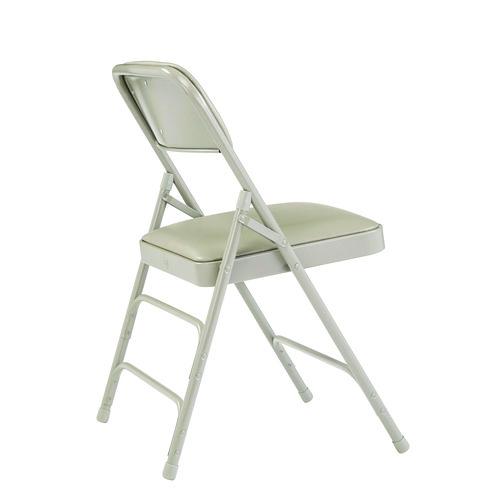 Picture of 1300 Series Premium Vinyl Upholstered Triple Brace Double Hinge Folding Chair, Supports 500 lb, Gray Seat/Back/Base, 4/Pack