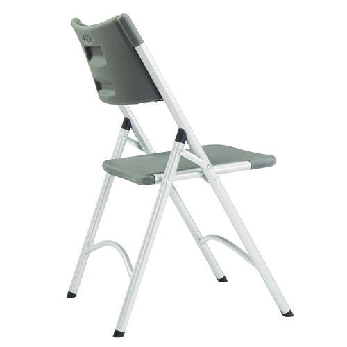 Picture of 600 Series Heavy Duty Plastic Folding Chair, Supports Up to 500 lb, 18" Seat Height, Gray Seat/Back, Silver Base, 4/Pack