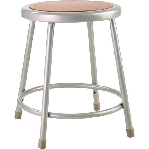 Picture of 6200 Series Heavy Duty Steel Stool, Backless, Supports Up to 500 lb, 18" Seat Height, Brown Seat, Gray Base