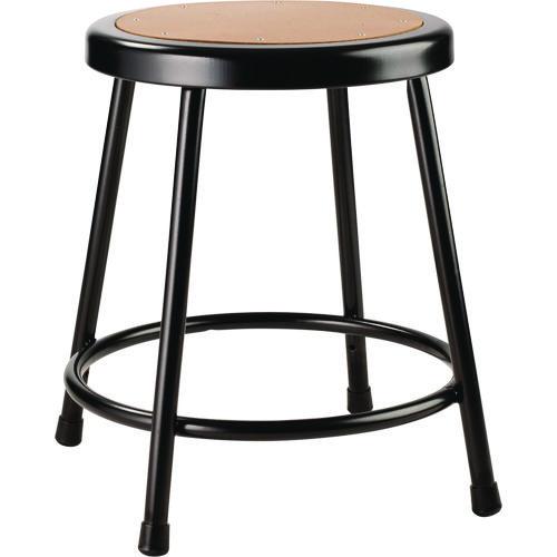 Picture of 6200 Series Heavy Duty Steel Stool, Backless, Supports Up to 500 lb, 18" Seat Height, Brown Seat, Black Base