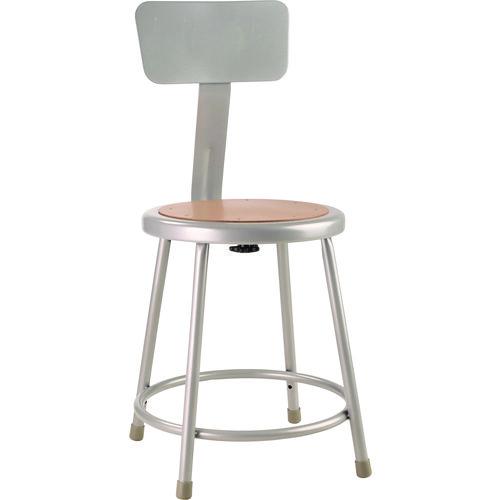 Picture of 6200 Series Heavy Duty Steel Stool With Backrest, Supports Up to 500 lb, 18" Seat Height, Brown Seat, Gray Back/Base