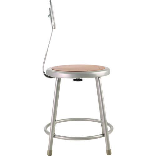 Picture of 6200 Series Heavy Duty Steel Stool With Backrest, Supports Up to 500 lb, 18" Seat Height, Brown Seat, Gray Back/Base