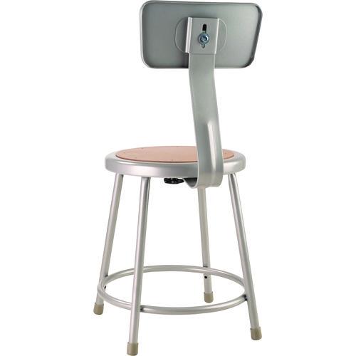 Picture of 6200 Series Heavy Duty Steel Stool With Backrest, Supports Up to 500 lb, 18" Seat Height, Brown Seat, Gray Back/Base