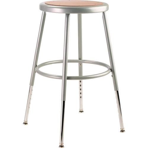 Picture of 6200 Series Height Adjustable Heavy Duty Steel Stool, Backless, Supports 500lb, 19" to 27" Seat Height, Brown Seat, Gray Base