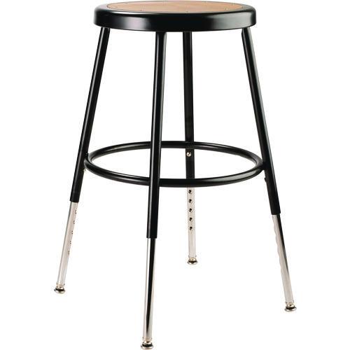Picture of 6200 Series Height Adjustable Heavy Duty Steel Stool, Backless, Supports 500lb,19' to 27' Seat Height, Brown Seat, Black Base
