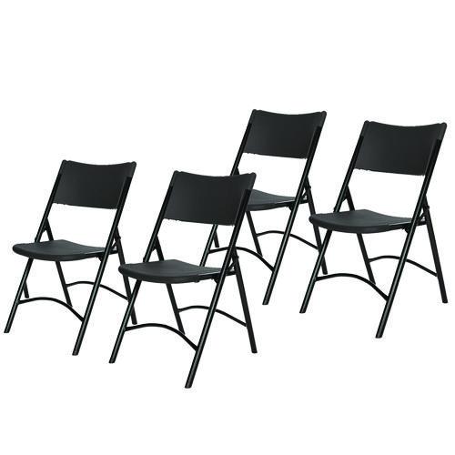 Picture of 600 Series Heavy Duty Plastic Folding Chair, Supports Up to 500 lb, 18" Seat Height, Black Seat/Back/Base, 4/Pack