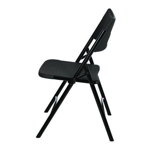 Picture of 600 Series Heavy Duty Plastic Folding Chair, Supports Up to 500 lb, 18" Seat Height, Black Seat/Back/Base, 4/Pack