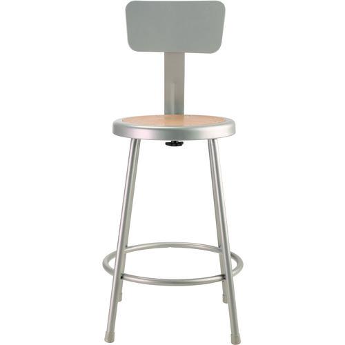 Picture of 6200 Series Heavy Duty Steel Stool With Backrest, Supports Up to 500 lb, 24" Seat Height, Brown Seat, Gray Back/Base