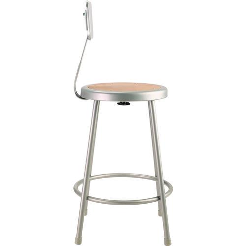 Picture of 6200 Series Heavy Duty Steel Stool With Backrest, Supports Up to 500 lb, 24" Seat Height, Brown Seat, Gray Back/Base