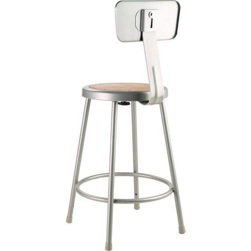 Picture of 6200 Series Heavy Duty Steel Stool With Backrest, Supports Up to 500 lb, 24" Seat Height, Brown Seat, Gray Back/Base