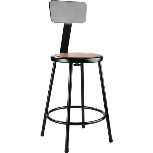 Picture of 6200 Series Heavy Duty Steel Stool With Backrest, Supports Up to 500 lb, 24" Seat Height, Brown Seat, Black Back/Base