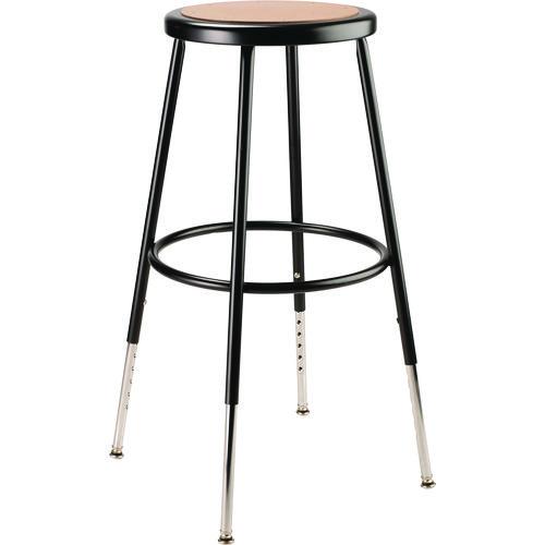 Picture of 6200 Series Height Adjustable Heavy Duty Steel Stool, Backless, Supports 500lb, 25" to 33" Seat Height, Brown Seat/Black Base