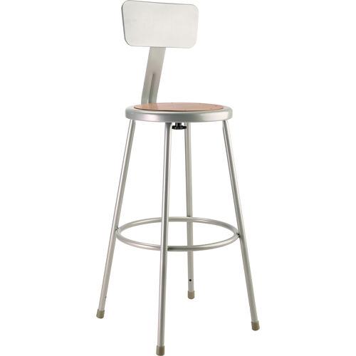 Picture of 6200 Series Heavy Duty Steel Stool With Backrest, Supports Up to 500 lb, 30" Seat Height, Brown Seat, Gray Back/Base