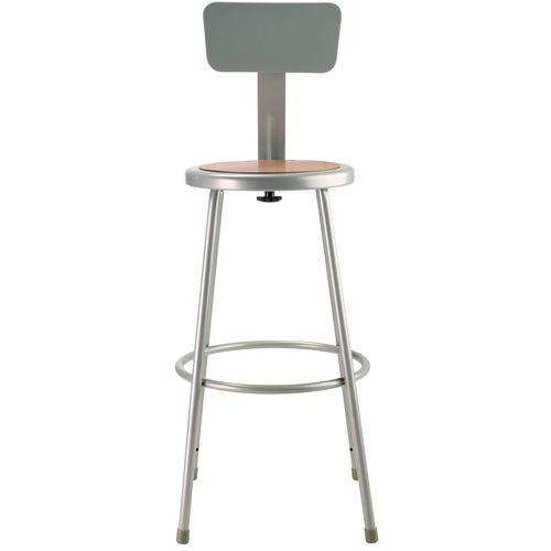 Picture of 6200 Series Heavy Duty Steel Stool With Backrest, Supports Up to 500 lb, 30" Seat Height, Brown Seat, Gray Back/Base