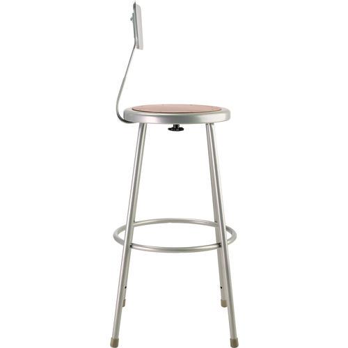 Picture of 6200 Series Heavy Duty Steel Stool With Backrest, Supports Up to 500 lb, 30" Seat Height, Brown Seat, Gray Back/Base