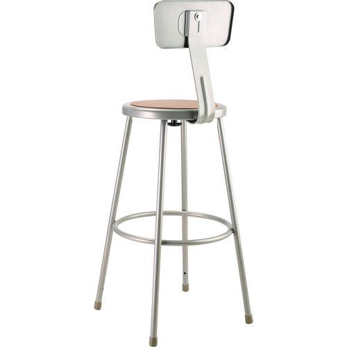 Picture of 6200 Series Heavy Duty Steel Stool With Backrest, Supports Up to 500 lb, 30" Seat Height, Brown Seat, Gray Back/Base