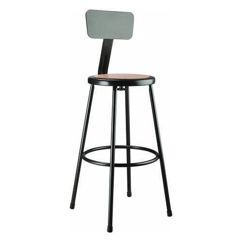 Picture of 6200 Series Heavy Duty Steel Stool With Backrest, Supports Up to 500 lb, 30" Seat Height, Brown Seat, Black Back/Base