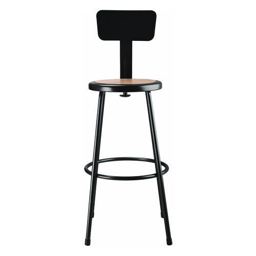 Picture of 6200 Series Heavy Duty Steel Stool With Backrest, Supports Up to 500 lb, 30" Seat Height, Brown Seat, Black Back/Base