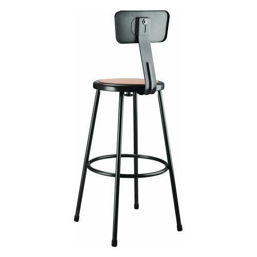 Picture of 6200 Series Heavy Duty Steel Stool With Backrest, Supports Up to 500 lb, 30" Seat Height, Brown Seat, Black Back/Base