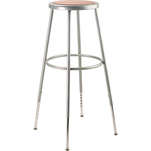 Picture of 6200 Series Height Adjustable Heavy Duty Steel Stool, Backless, Supports 500lb, 31" to 39" Seat Height, Brown Seat, Gray Base