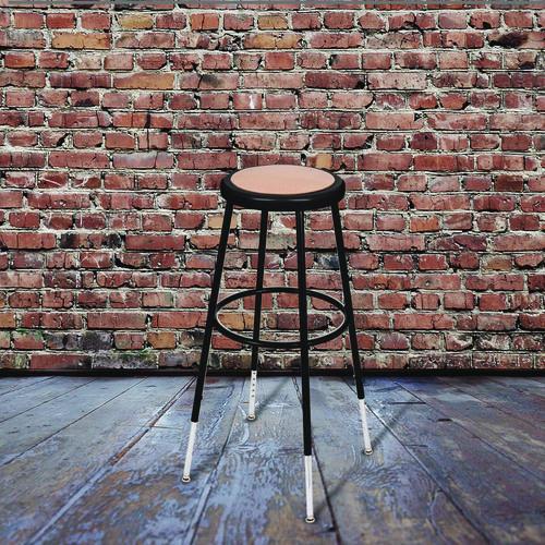 Picture of 6200 Series Height Adjustable Heavy Duty Steel Stool, Backless, Supports 500lb, 31" to 39" Seat Height, Brown Seat,Black Base