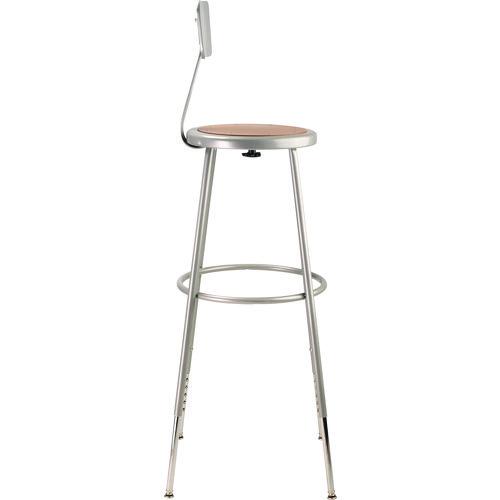 Picture of 6200 Series Height Adjustable Heavy Duty Steel Stool With Backrest, 32" to 39" Seat Height, Brown Seat, Gray Back/Base