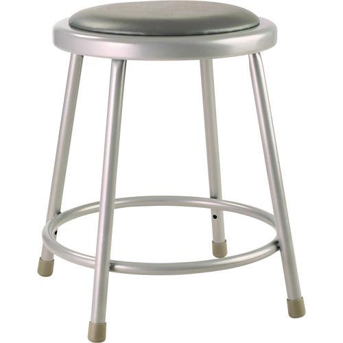 Picture of 6400 Series Fixed Height Heavy Duty Vinyl Padded Steel Stool, Backless, Supports 500 lb, 18" Seat Height, Gray Seat/Base