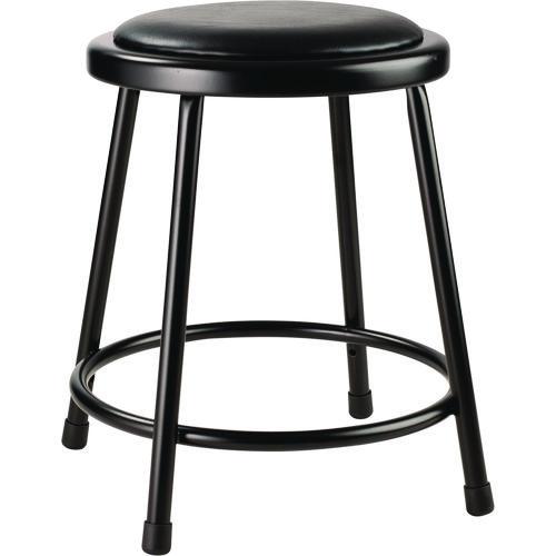 Picture of 6400 Series Fixed Height Heavy Duty Vinyl Padded Steel Stool, Backless, Supports 500 lb, 18" Seat Height, Black Seat/Base