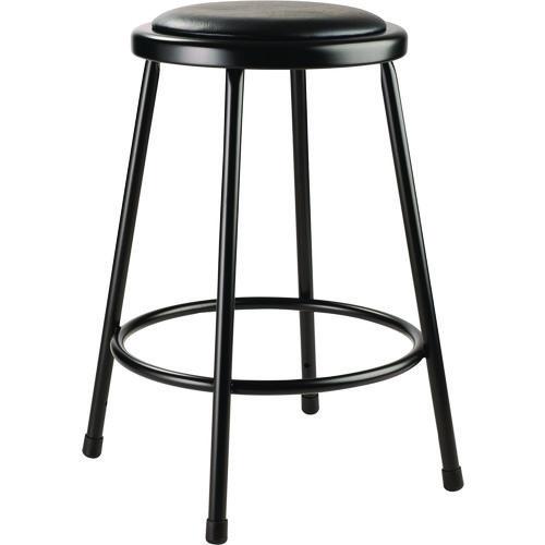 Picture of 6400 Series Fixed Height Heavy Duty Vinyl Padded Steel Stool, Backless, Supports 500 lb, 24" Seat Height, Black Seat/Base