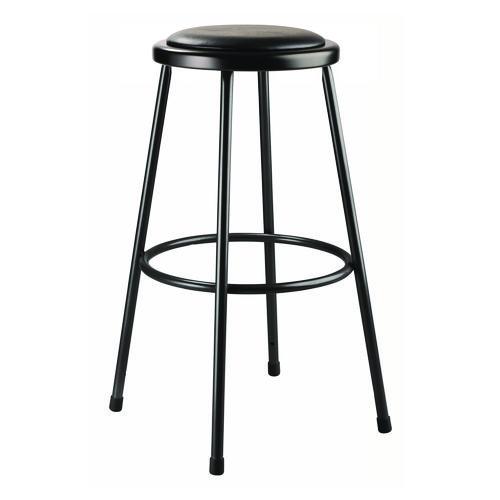 Picture of 6400 Series Fixed Height Heavy Duty Vinyl Padded Steel Stool, Backless, Supports 500 lb, 30" Seat Height, Black Seat/Base