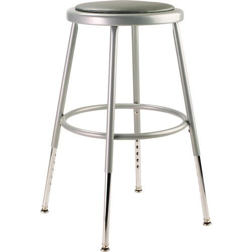 Picture of 6400 Series Height Adjustable HD Vinyl Padded Steel Stool, Backless, Supports 500 lb, 18.5"-26.5" Seat Height, Gray Seat/Base