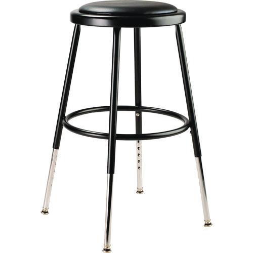 Picture of 6400 Series Height Adjustable HD Vinyl Padded Steel Stool, Backless, Supports 500lb, 18.5"-26.5" Seat Height, Black Seat/Base