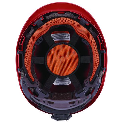 Picture of Skullerz 8976 Class E Safety Helmet, 6-Point Ratchet Suspension, Red
