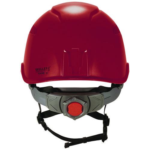 Picture of Skullerz 8977 Class C Safety Helmet with Adjustable Venting, 6-Point Ratchet Suspension, Red