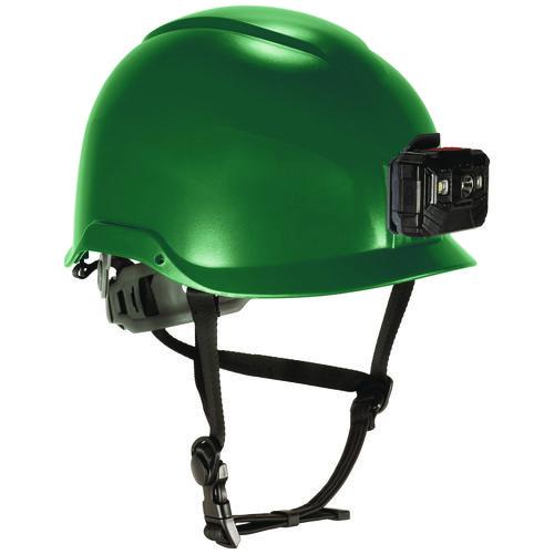Picture of Skullerz 8976LED Class E Safety Helmet with LED Light, 6-Point Ratchet Suspension, Green